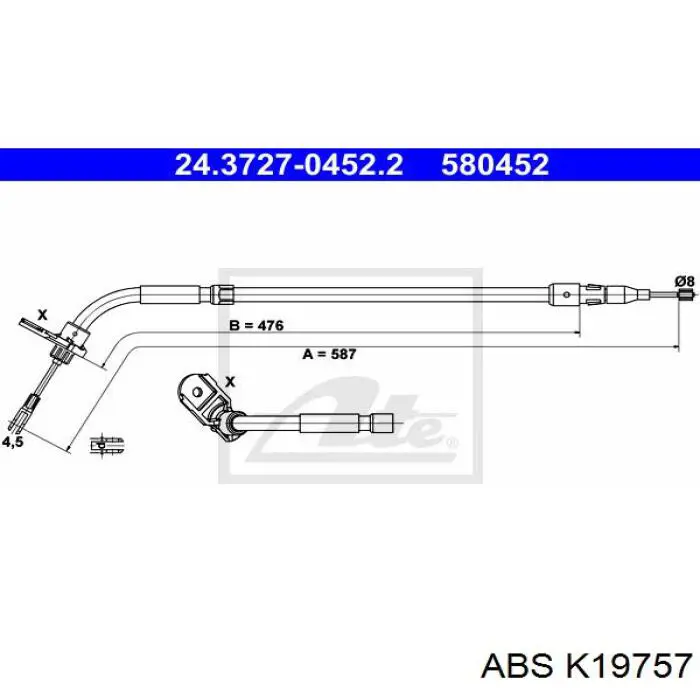 Трос ручника K19757 ABS