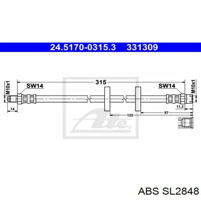 Шланг тормозной передний ABS SL2848 цена, от 6.22 USD