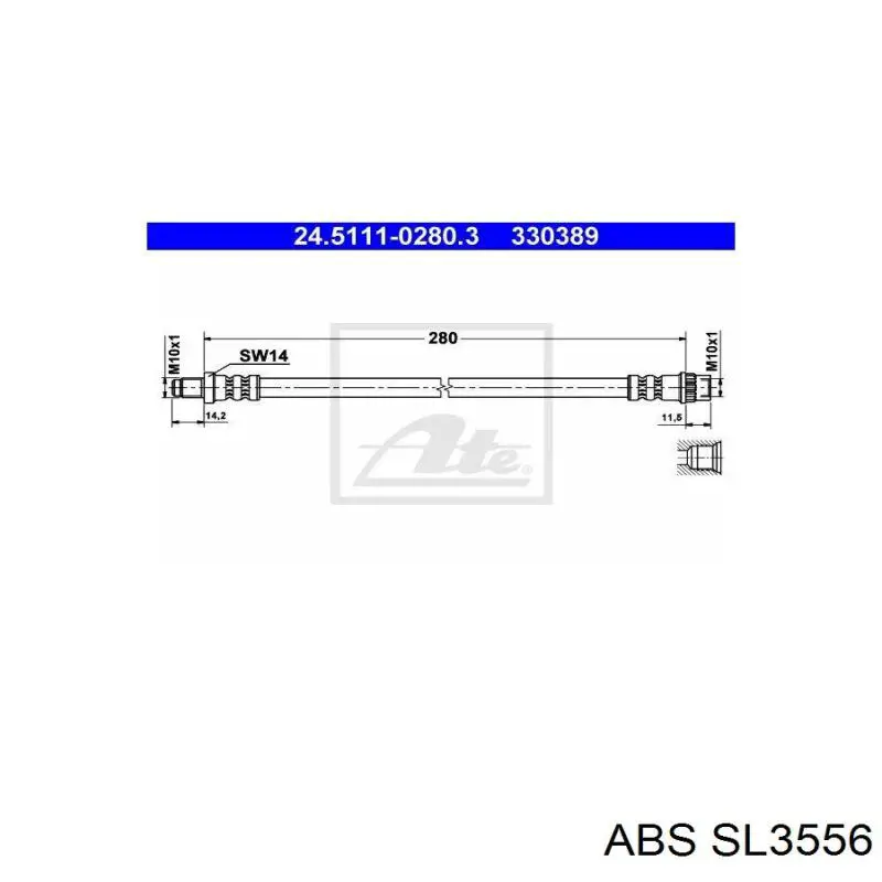 Шланг тормозной передний ABS SL3556