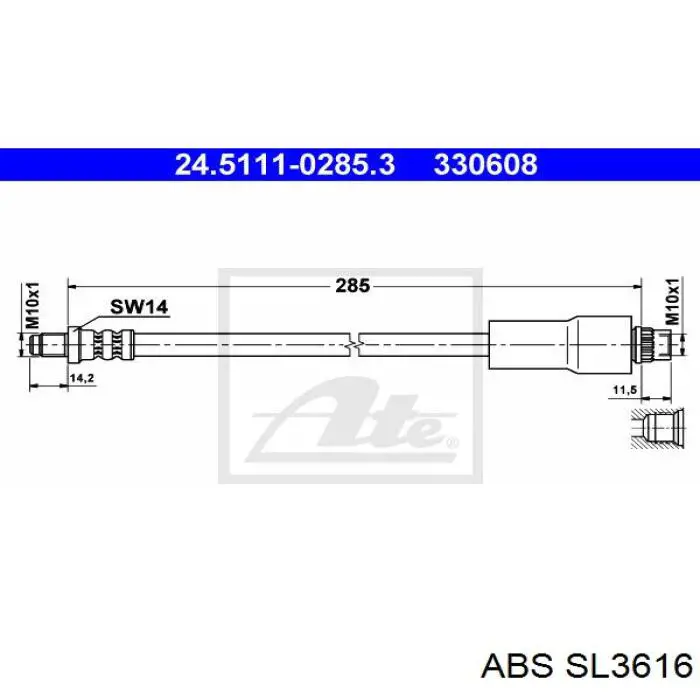 Шланг тормозной передний ABS SL3616 цена, от 5.55 USD