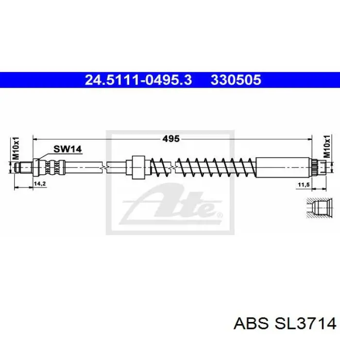 Шланг тормозной передний SL3714 ABS