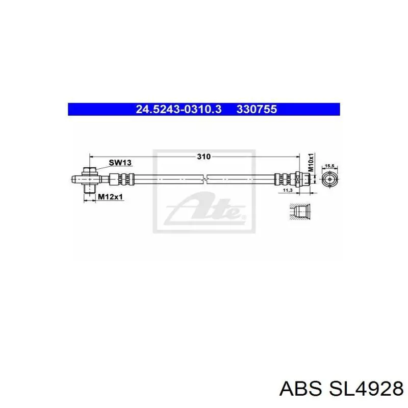 Задний тормозной шланг SL4928 ABS