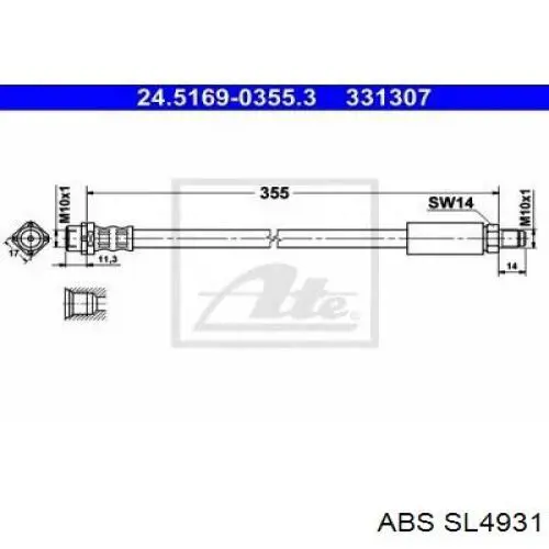 Шланг тормозной передний SL4931 ABS