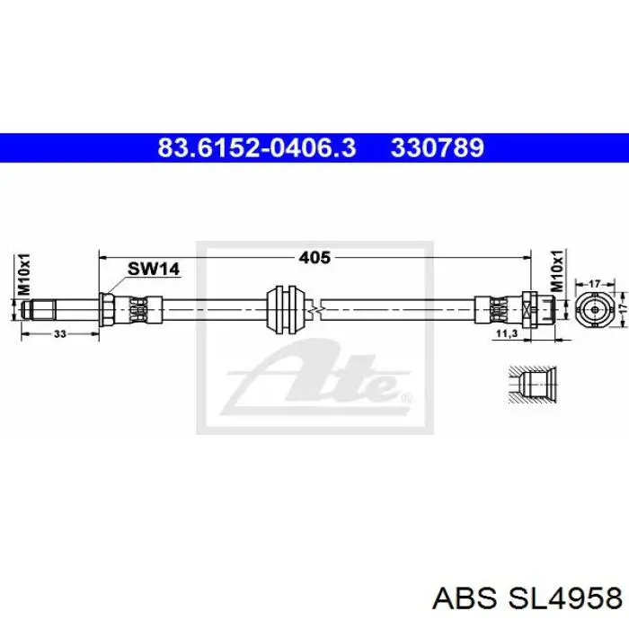 Шланг тормозной передний SL4958 ABS