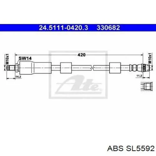 Шланг тормозной передний SL5592 ABS