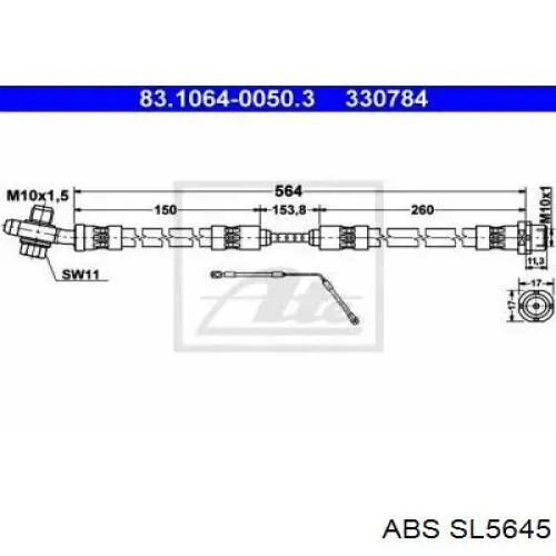 Купить SL5645 ABS Шланг тормозной задний левый