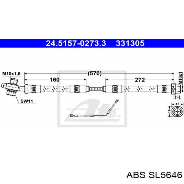 Шланг тормозной задний, правый ABS SL5646 цена, от 12.28 USD