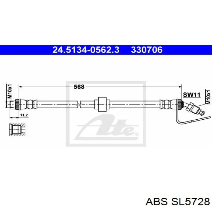 Шланг тормозной передний ABS SL5728 цена, от 11.13 USD