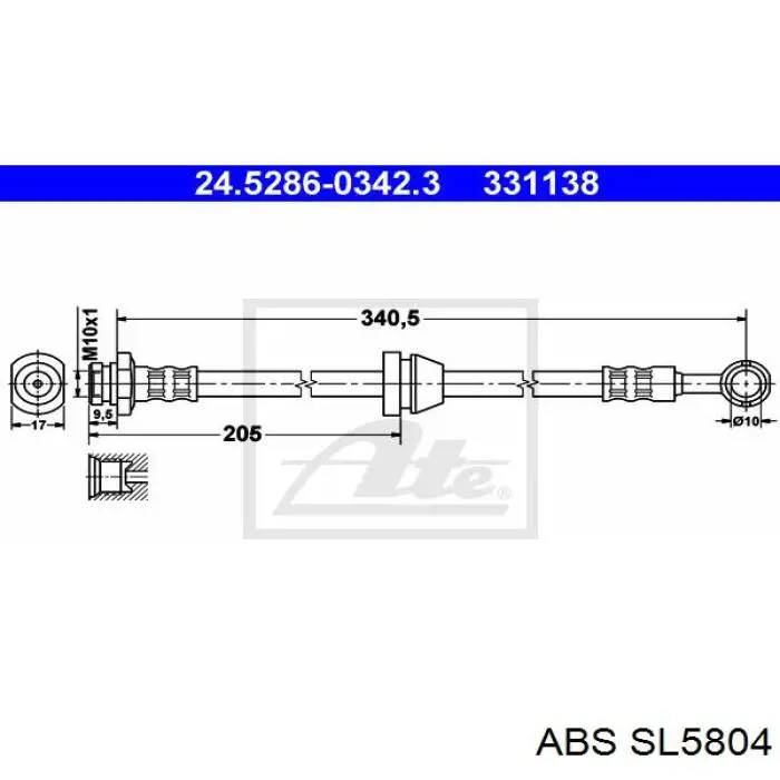 Шланг тормозной передний SL5804 ABS