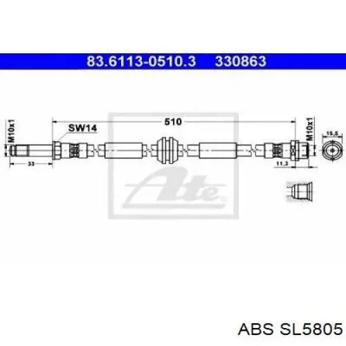 Шланг тормозной передний ABS SL5805 цена, от 5.59 USD