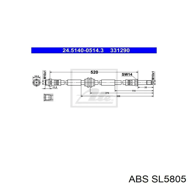 Шланг тормозной передний SL5805 ABS