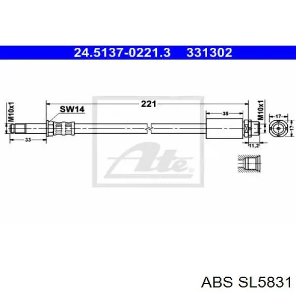Тормозной шланг задний ABS SL5831 цена, от 5.19 USD