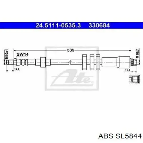 Шланг тормозной передний ABS SL5844