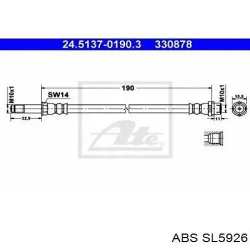 Тормозной шланг задний ABS SL5926 цена, от 5.07 USD