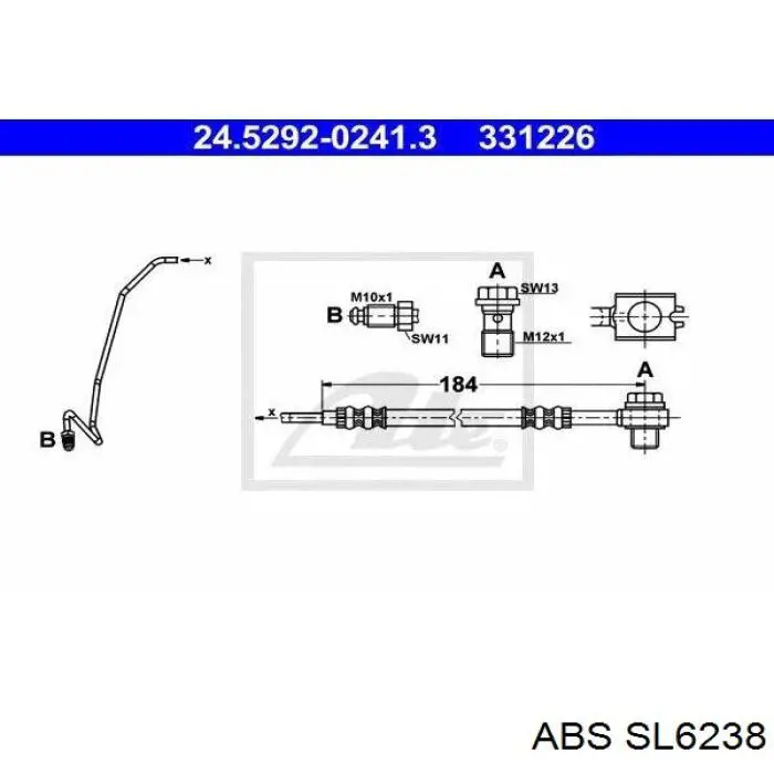 Шланг тормозной задний правый SL6238 ABS