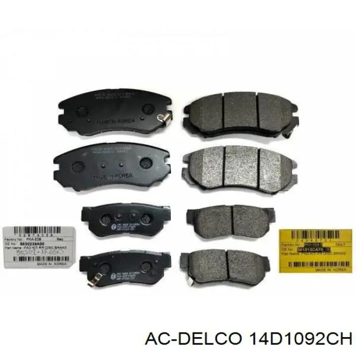 14D1092CH AC Delco колодки тормозные передние дисковые