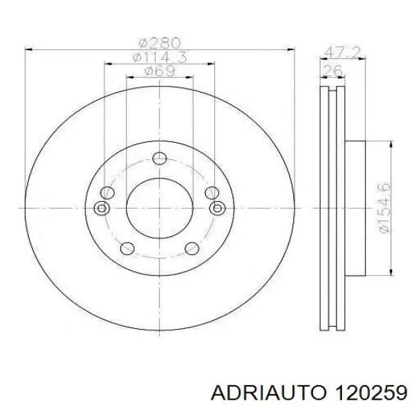 Cable de freno de mano trasero izquierdo 120259 Adriauto