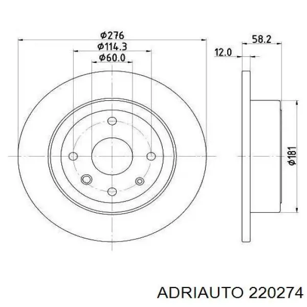 Cable de freno de mano trasero derecho 220274 Adriauto