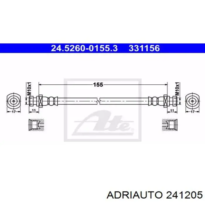 Тормозной шланг задний Adriauto 241205 цена, от 9.27 USD