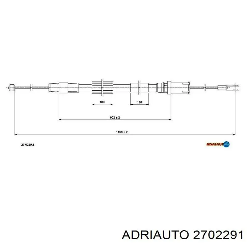 27.0229.1 Adriauto cabo do freio de estacionamento traseiro direito