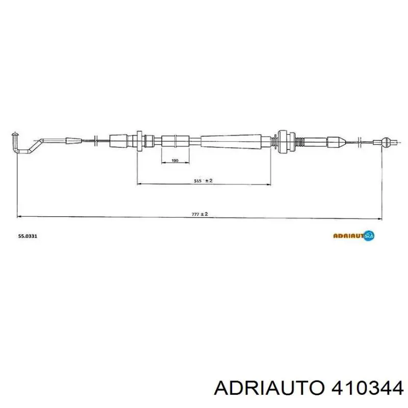 41.0344 Adriauto cabo/pedal de gás (de acelerador)