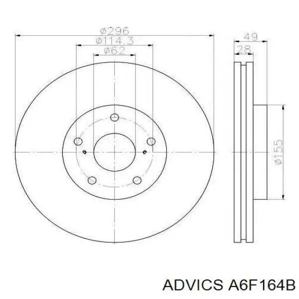 A6F164B Advics Диск тормозной передний