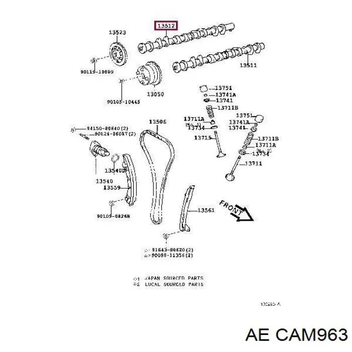CAM963 AE Распредвал двигателя выпускной