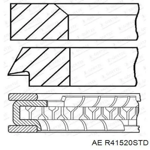 Кольца поршневые STD. FIAT MZ8600ASTD