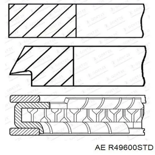 Кольца поршневые на 1 цилиндр, STD. KOLBENSCHMIDT 800040310000