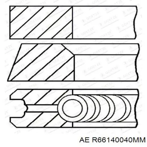 Кольца поршневые на 1 цилиндр, 2-й ремонт (+0,50) AE R66140040MM Кольца поршневые на 1 цилиндр, 2-й ремонт (+0,50) AE R66140040MM