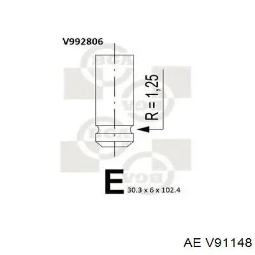 Válvula de admisión V91148 AE