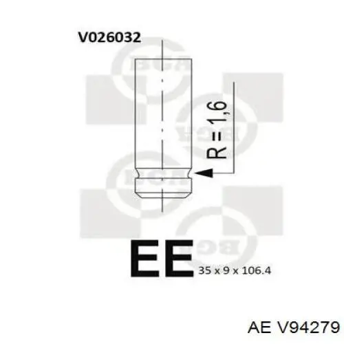 Выпускной клапан двигателя AE V94279 цена, от 8.79 USD