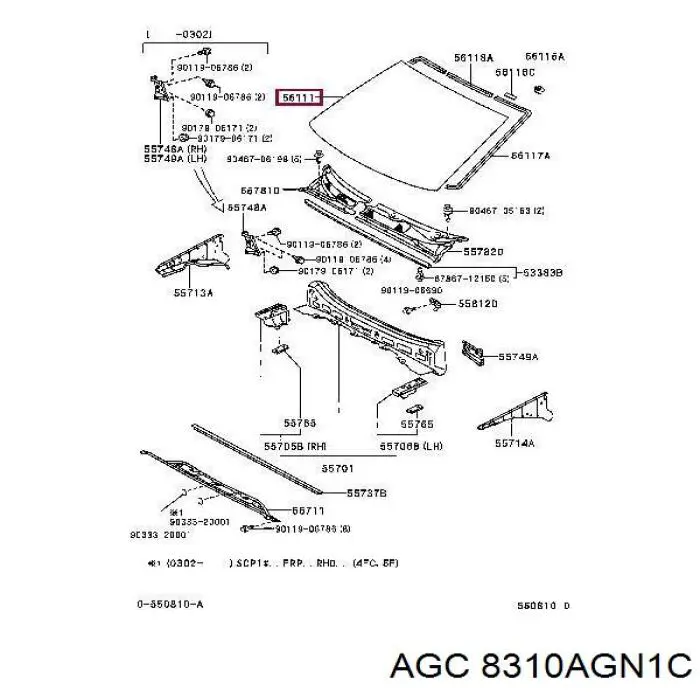 Лобовое стекло 561010D010 Toyota