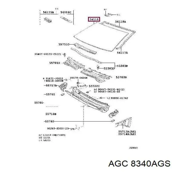 Лобовое стекло 8340AGS AGC