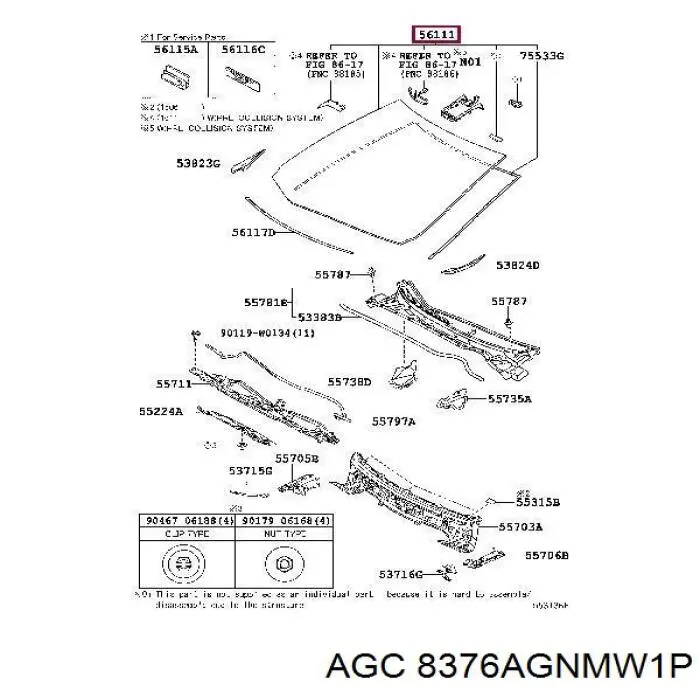 Лобовое стекло 8376AGNMW1P AGC