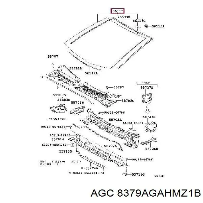 Лобовое стекло 8379AGAHMZ1B AGC