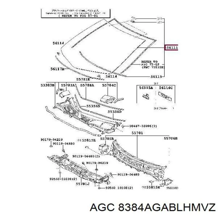 Лобовое стекло 8384AGABLHMVZ AGC
