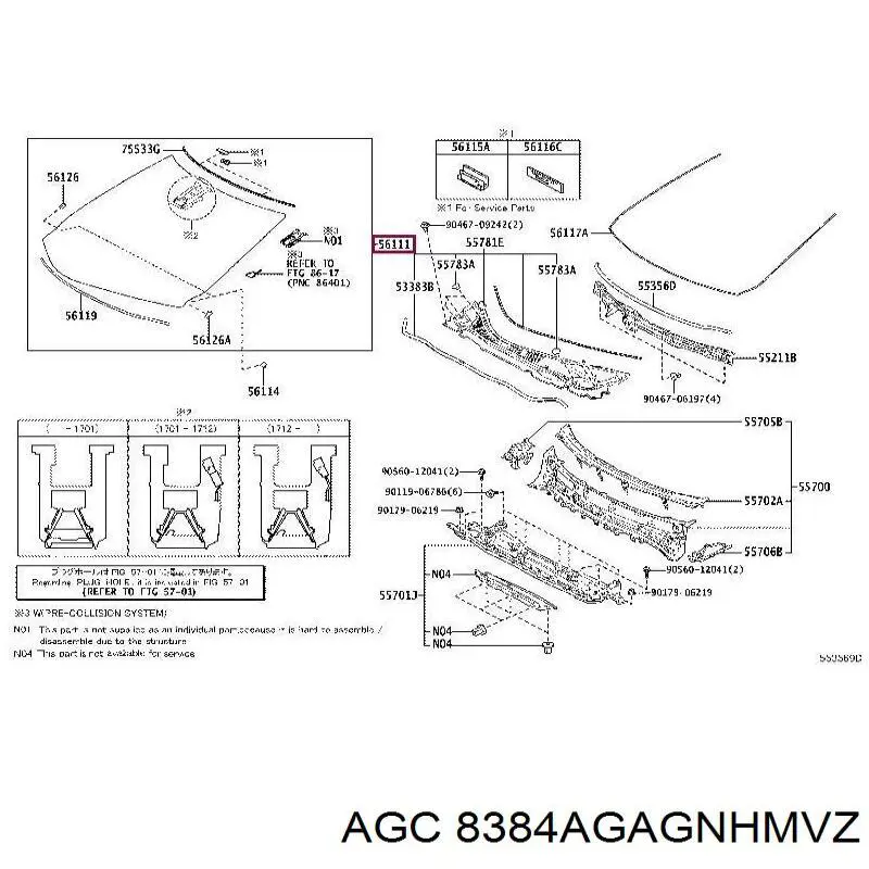 Лобовое стекло 8384AGAGNHMVZ AGC