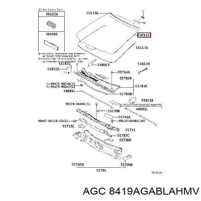 Лобовое стекло 8419AGABLAHMV AGC