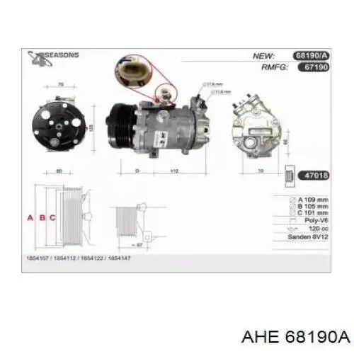 Компрессор кондиционера 68190A AHE