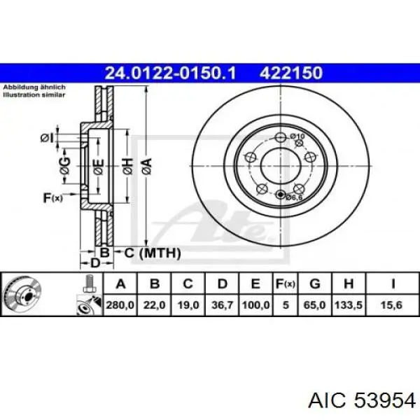 Фонарь подсветки номерного знака 53954 AIC