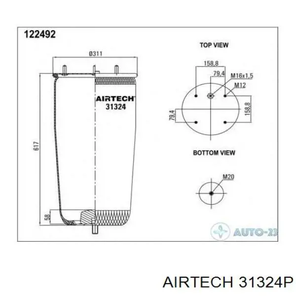 Пневмоподушка (пневморессора) моста 31324P Airtech