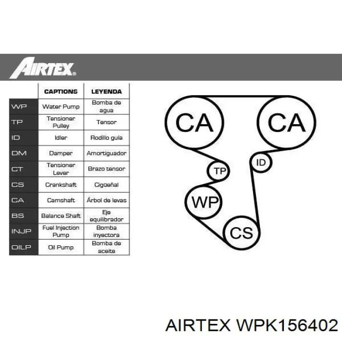 Rodillo intermedio de correa dentada WPK156402 Airtex