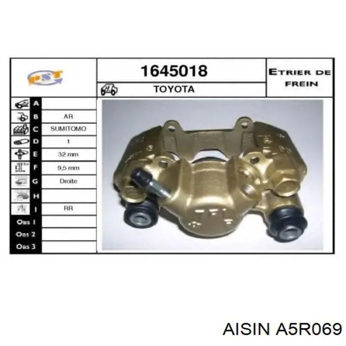 Купить A5R069 Aisin Суппорт задний правый