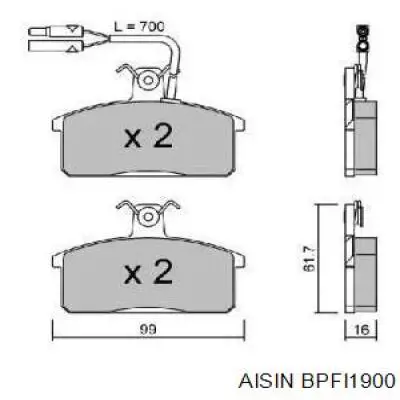 Передние тормозные колодки BPFI1900 Aisin