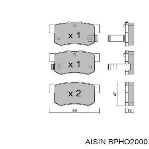 BPHO2000 Aisin колодки тормозные задние дисковые