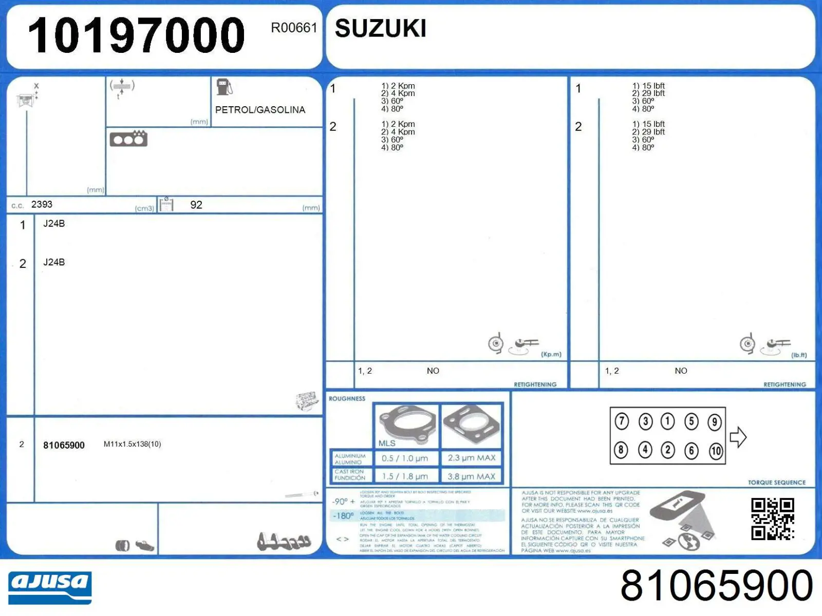 Болт головки блока цилиндров (ГБЦ) на Suzuki SX4 