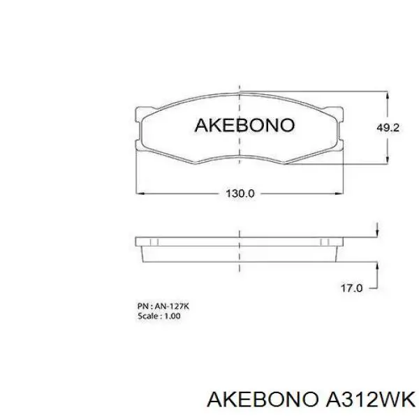 Купить A312WK Akebono Колодки тормозные