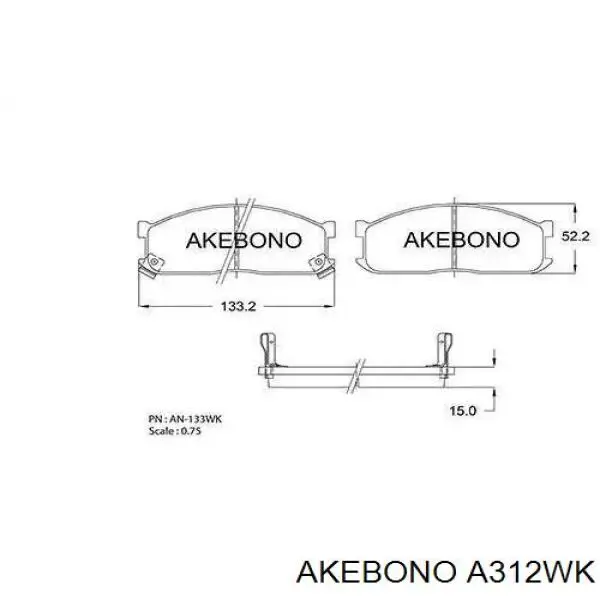Колодки Akebono A312WK цена, от 18.79 USD