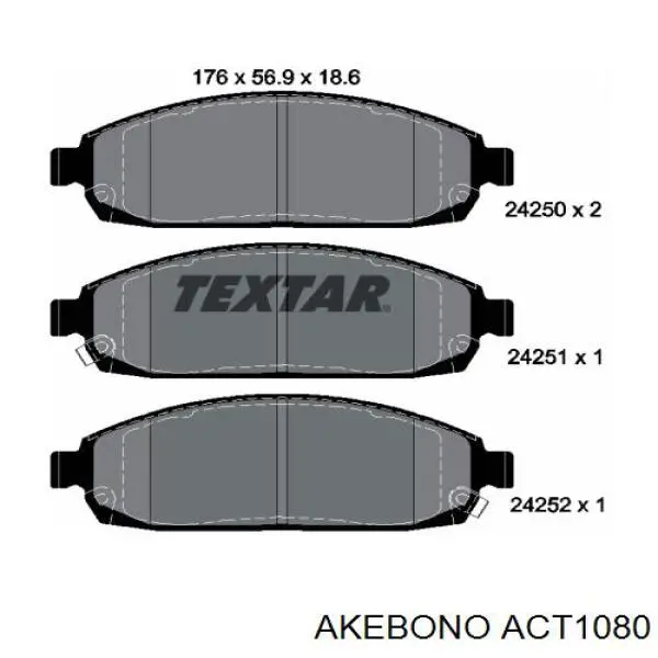 Передние тормозные колодки ACT1080 Akebono